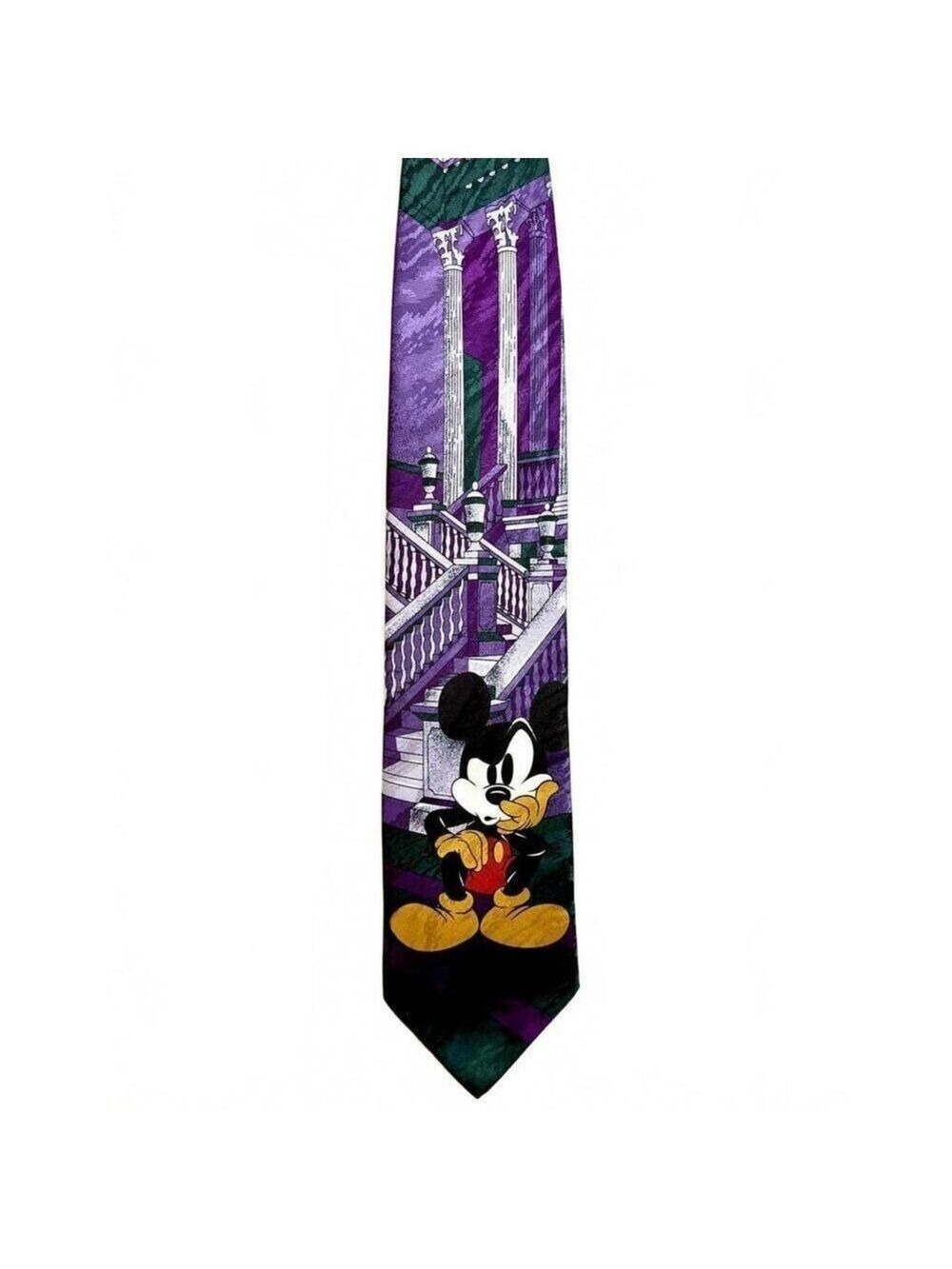 Vintage Disney Mickey Mouse Tie Made in Italy 59” Purple Stairs Necktie